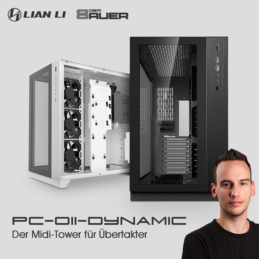 BRANDNEU bei Caseking – Lian Li & Roman „der8auer“ Hartung präsentieren den PC-O11 Dynamic Midi-Tower.