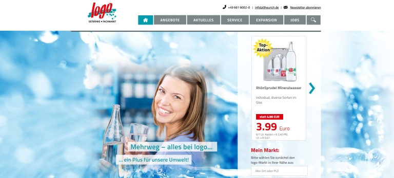 Online-Projekte: Erfrischend neu, die Website der „logo Getränkemärkte“