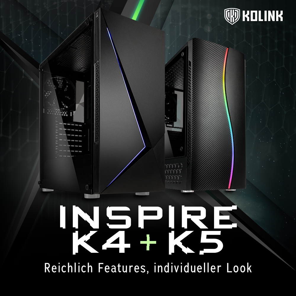 EXKLUSIV bei Caseking – Preiswerte ATX-Gaming-Cases Kolink Inspire K4 & K5!