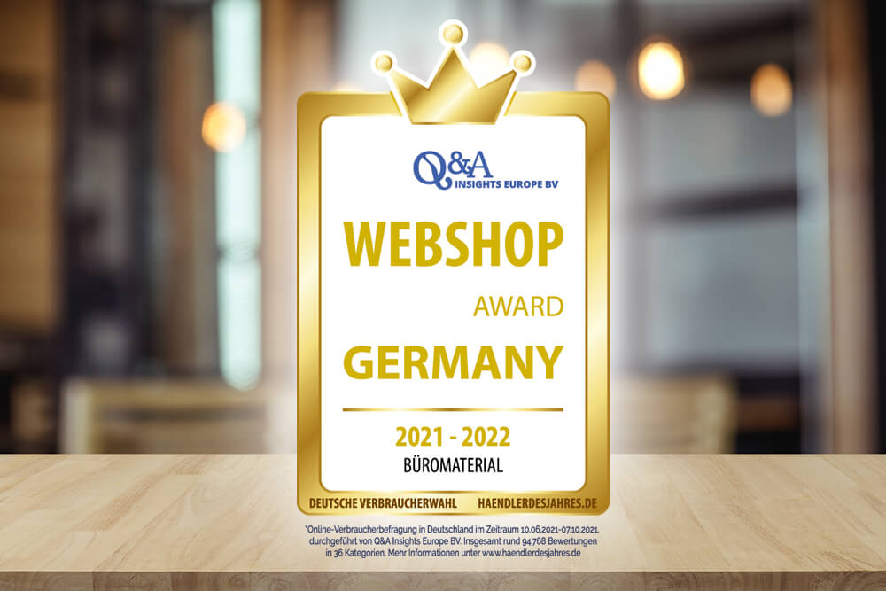 FairToner.de hat den „Webshop Award Germany 2021 – 2022“ in der Kategorie Büromaterial gewonnen